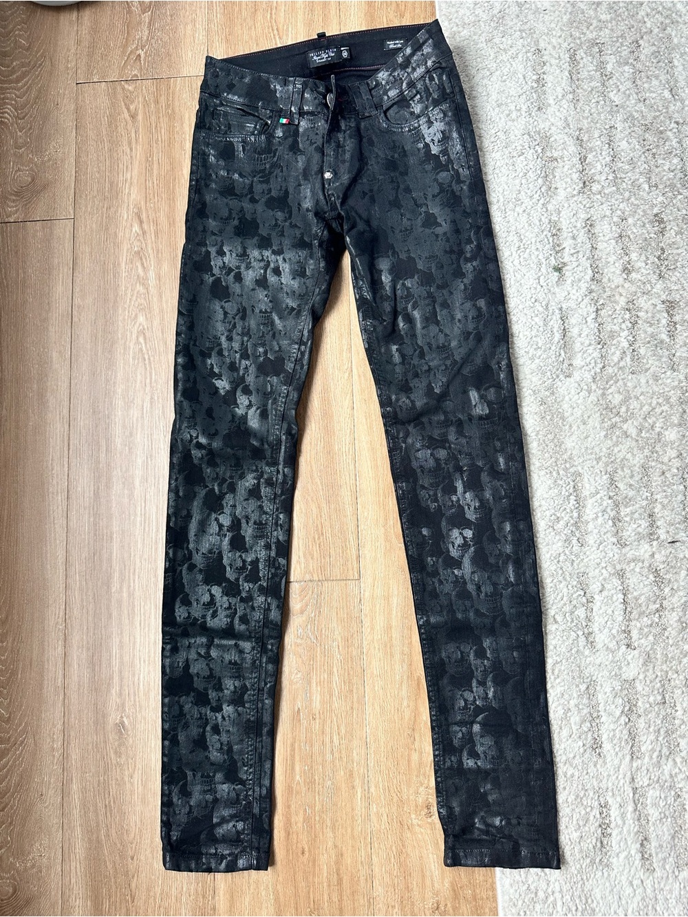 Philipp Plein Black Skull-Print Straight Leg Jeans
